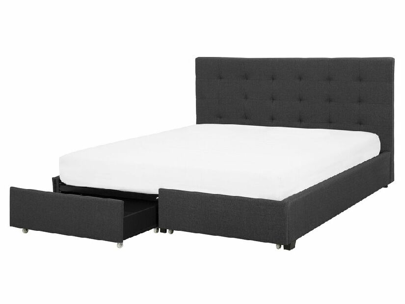 Bračni krevet 160 cm ROLLA (s podnicom i prostorom za odlaganje) (tamno siva)