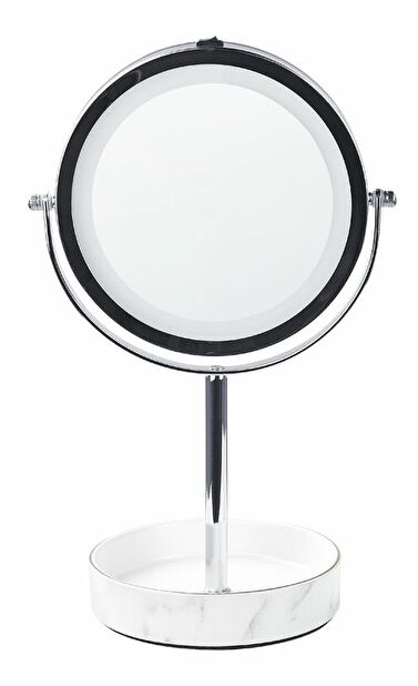Kozmetičko ogledalo Shevaun (srebrna + bijela) (s LED rasvjetom)