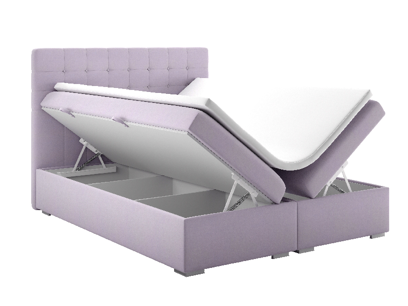 Bračni krevet Boxspring 180 cm Clady (svijetlo ljubičasta) (s prostorom za odlaganje)