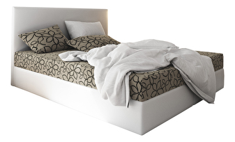 Bračni krevet Boxspring 140 cm Lilac (uzorak + bijela) (s madracem i prostorom za odlaganje)