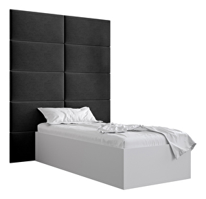 Jednostruki krevet s tapeciranim uzglavljem 90 cm Brittany 1 (bijela mat + crna) (s podnicom)