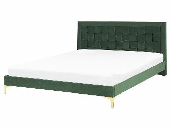 Bračni krevet 160 cm LIMO (poliester) (tamno zelena) (s podnicom)