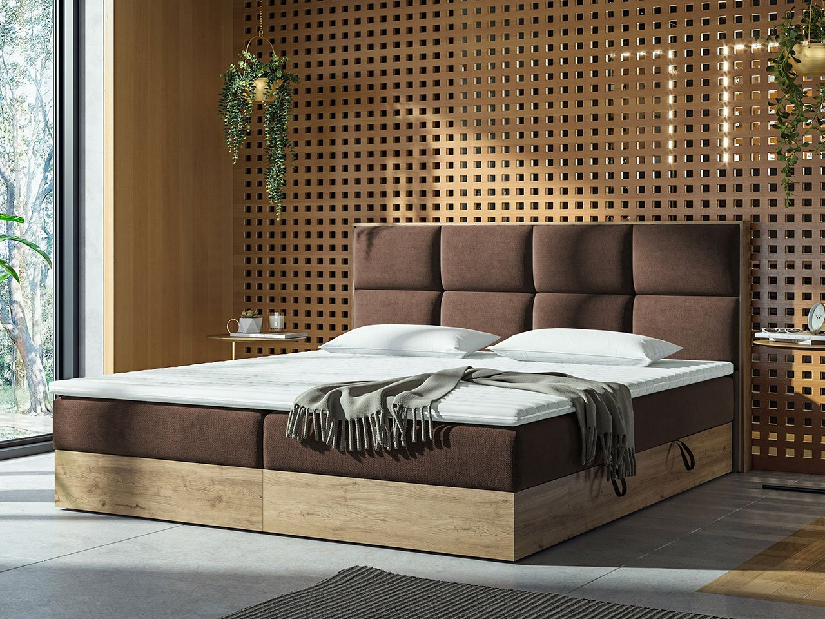 Kontinentalni krevet 180 cm Bolondra (zlatni hrast + soro 28)