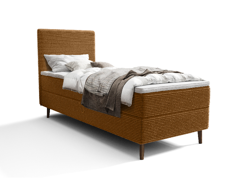 Jednostruki krevet 90 cm Napoli Comfort (karamela) (s podnicom, s prostorom za odlaganje)