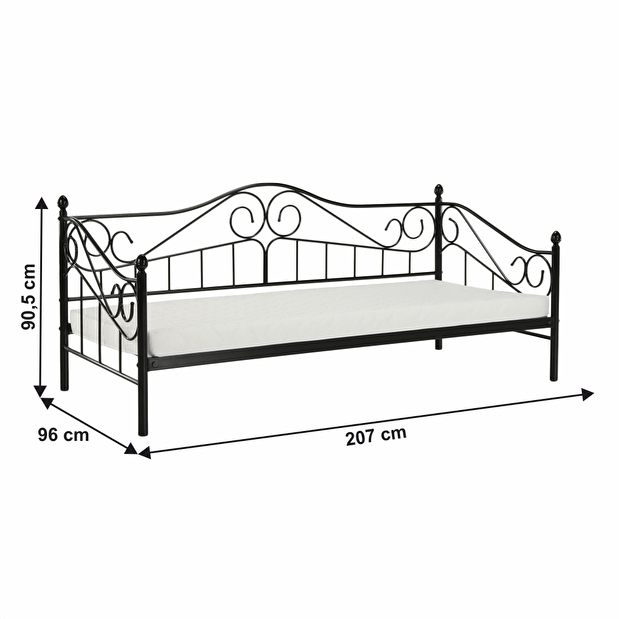 Jednostruki krevet 90 cm Danina (crna) (s podnicom)