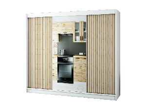 Ormar za garderobu 250 cm Ladonna 2 (Bijela mat) (s ogledalom)