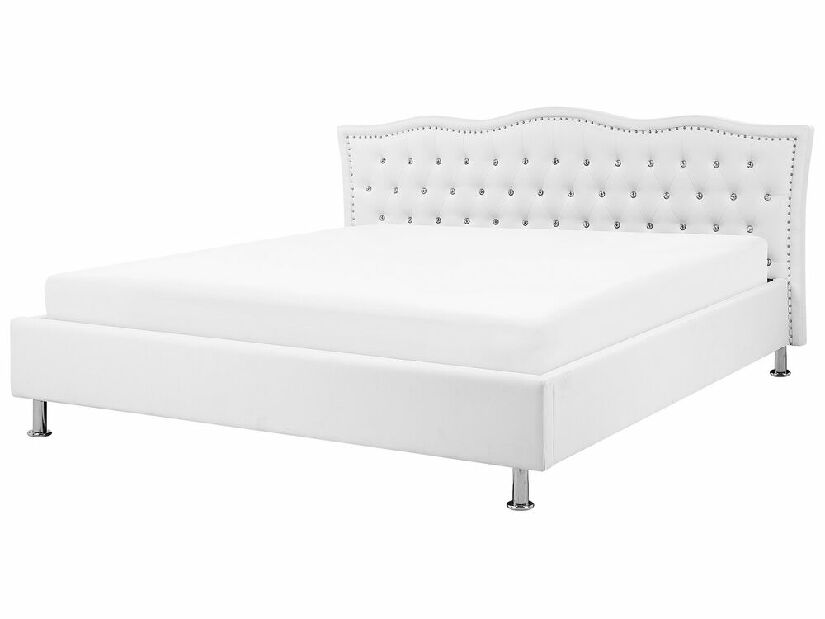 Bračni krevet 180 cm MATH (s podnicom i prostorom za odlaganje) (bijela)