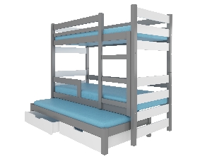 Dječji krevet na kat 180x75 cm Karin (s podnicom i madracem) (siva + bijela)