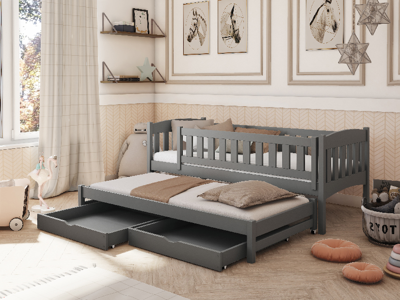 Dječji krevet 80 x 180 cm Amalia (s podnicom i prostorom za odlaganje) (grafit)