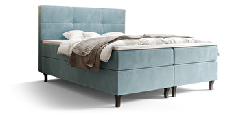 Bračni krevet Boxspring 140 cm Lumba (sivo plava) (s madracem i prostorom za odlaganje)
