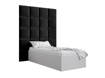Jednostruki krevet s tapeciranim uzglavljem 90 cm Brittany 3 (bijela mat + crna) (s podnicom)