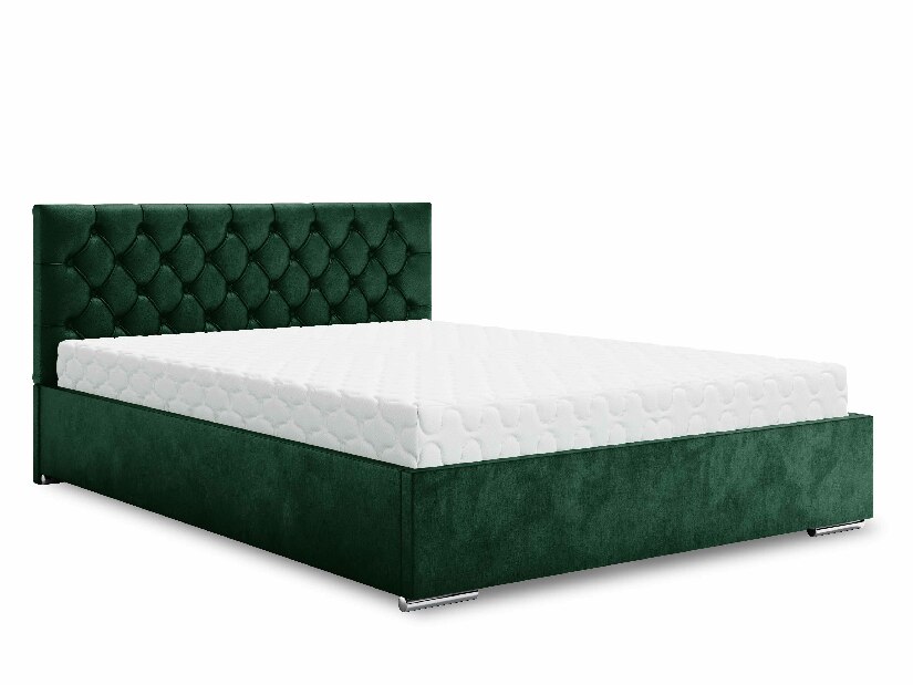Bračni krevet 160 cm Danita (tamnozelena) (s podnicom i prostorom za odlaganje)