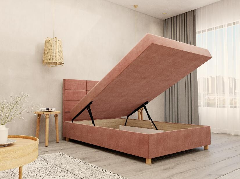 Jednostruki krevet 120 cm Picasso II (ružičasta) (s prostorom za odlaganje i madracem) 