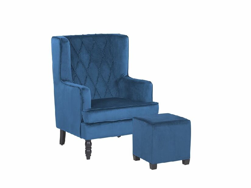 Fotelja- SANES (tamno plava) (s tabureom)