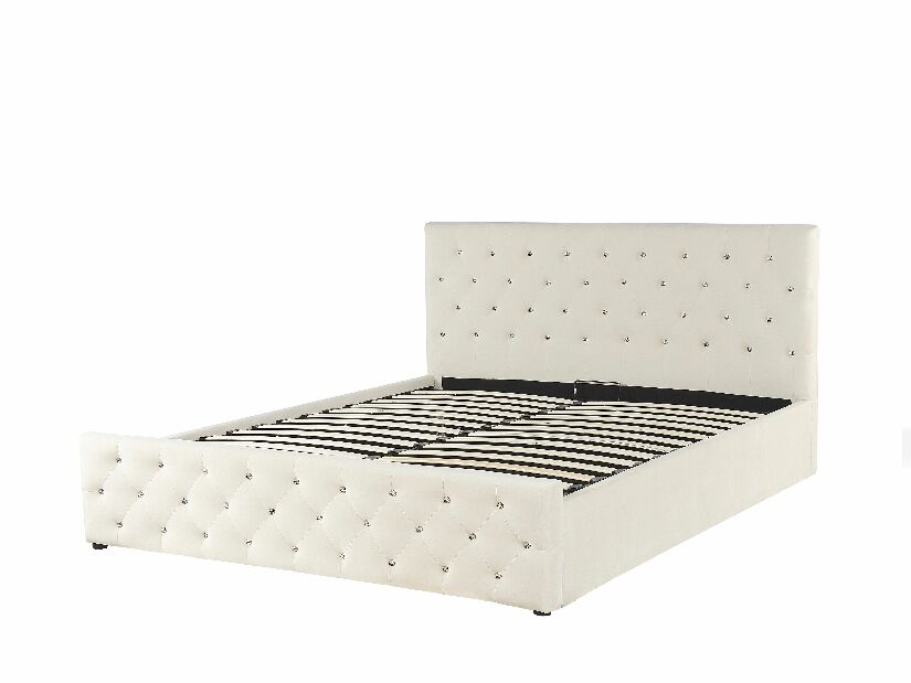 Bračni krevet 160 cm AMESIA (bež) (s podnicom i prostorom za odlaganje)