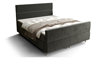 Bračni krevet  Boxspring 140 cm Flu Plus Comfort (tamnosiva) (s madracem i prostorom za odlaganje)