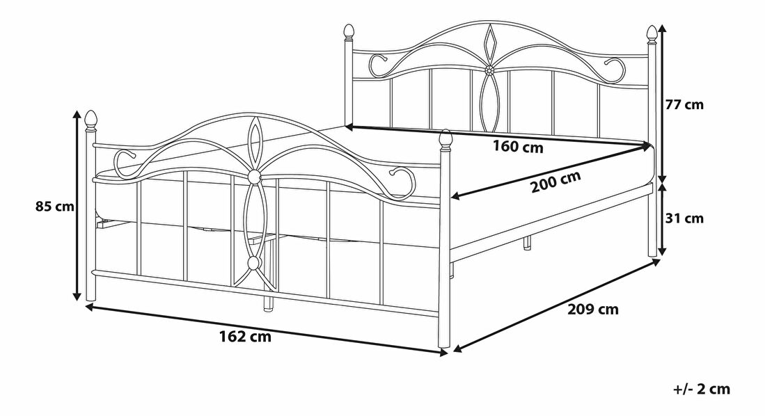 Bračni krevet 160 cm ANTALIA (S podnicom) (crna) *rasprodaja 