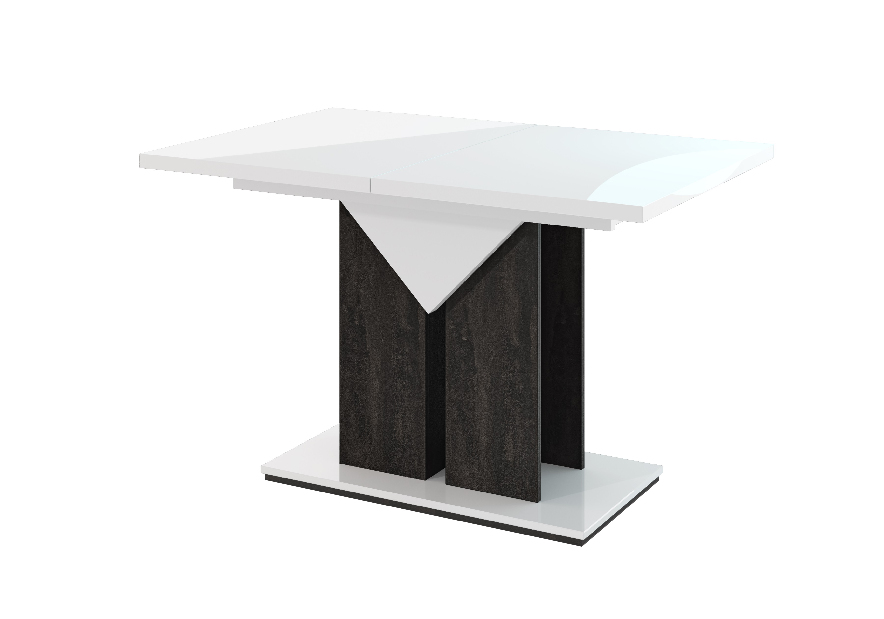 Blagovaonski stol Tarni (bijeli sjaj + tamnosiva) (za 4 do 6 osoba)