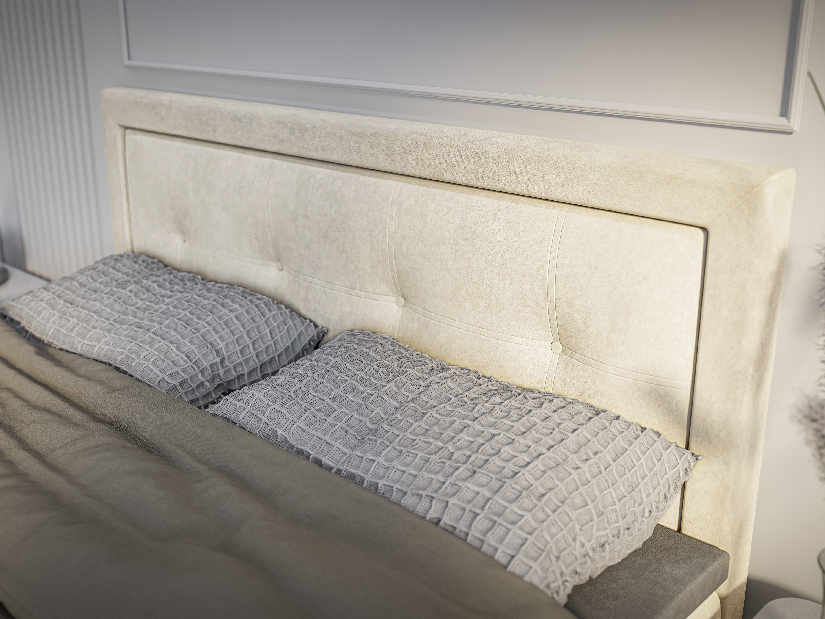 Bračni krevet Boxspring 200 cm Veronica (krem) (s madracem i prostorom za odlaganje)