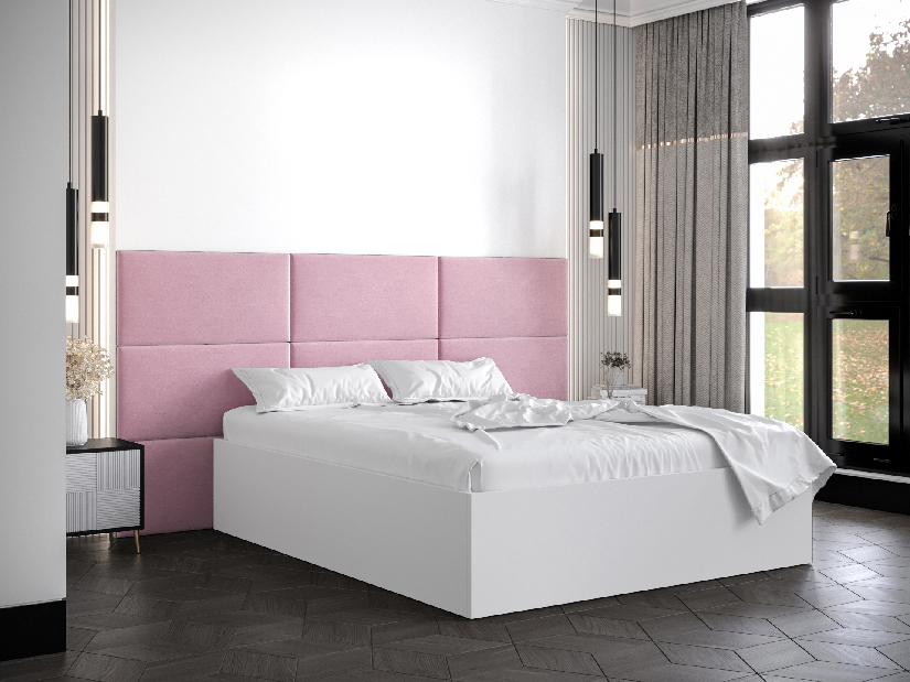 Bračni krevet s tapeciranim uzglavljem 160 cm Brittany 2 (bijela mat + ružičasta) (s podnicom)