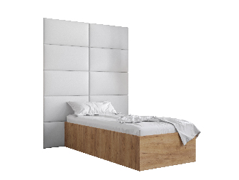 Jednostruki krevet s tapeciranim uzglavljem 90 cm Brittany 1 (hrast craft zlatni + bijela) (s podnicom)