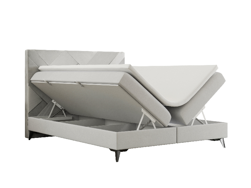 Bračni krevet Boxspring 160 cm Melo (svijetlo siva) (s prostorom za odlaganje)