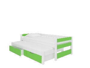 Dječji krevet na razvlačenje 200x90 cm Fifo (s podnicom i madracem) (bijela + zelena)