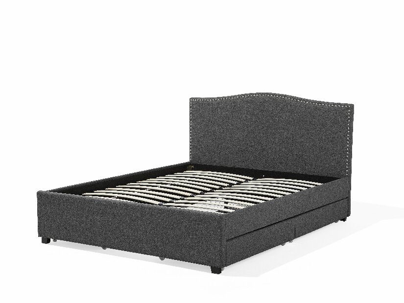 Bračni krevet 160 cm MONTHY (s podnicom, prostorom za odlaganje i LED rasvjetom) (siva)
