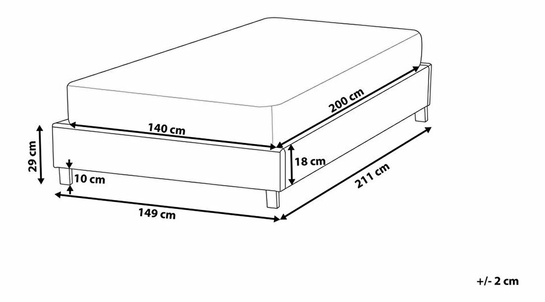 Bračni krevet 140 cm ROXENNE (s podnicom) (bež)
