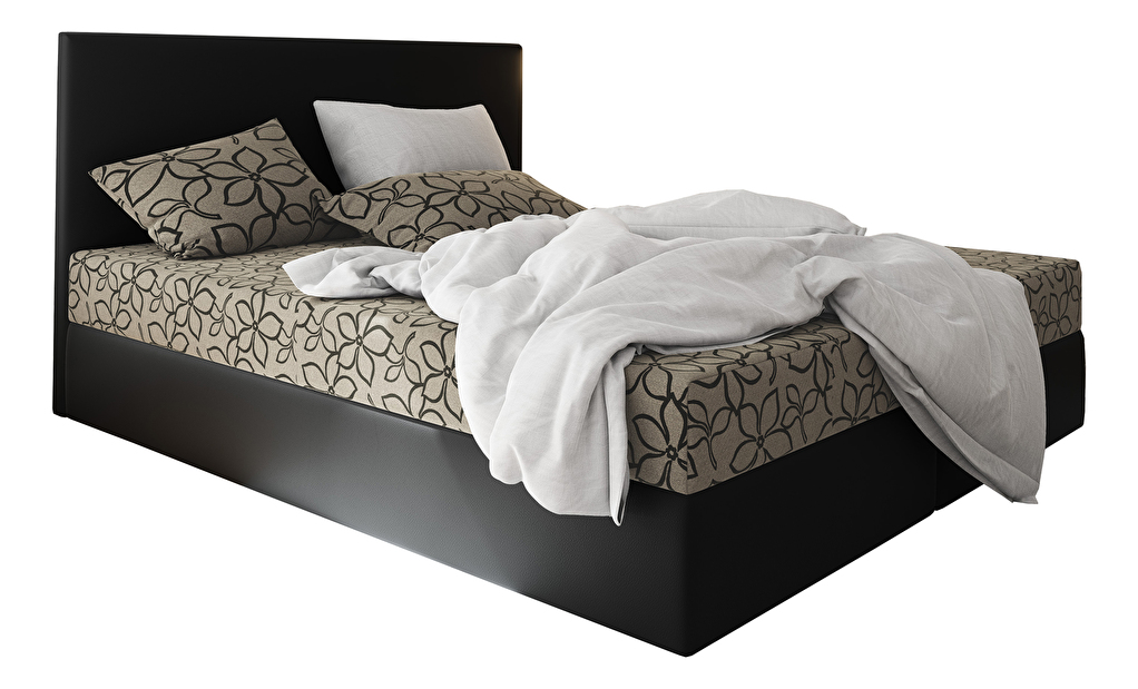 Bračni krevet Boxspring 180 cm Lilac (uzorak + crna) (s madracem i prostorom za odlaganje)