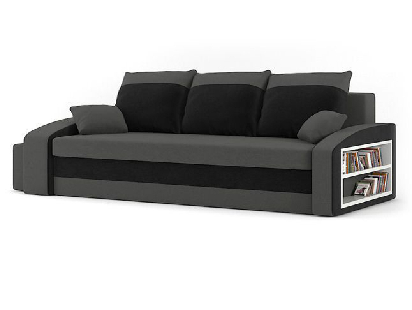 Sofa Hanifa (siva + crna) (s policom i tabureom) 