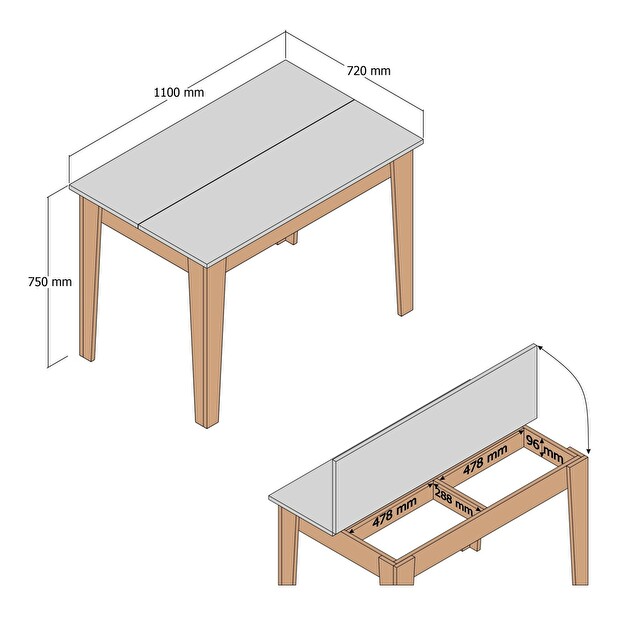 Blagovaonski stol (za 4 osobe) Kika (orah + crna)