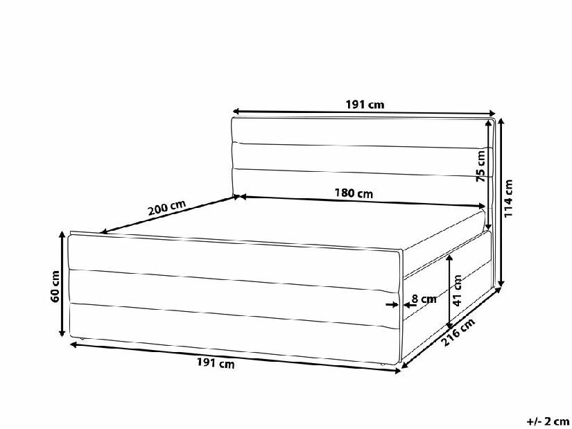 Bračni krevet 180 cm VALDO (s podnicom) (svijetlo siva)