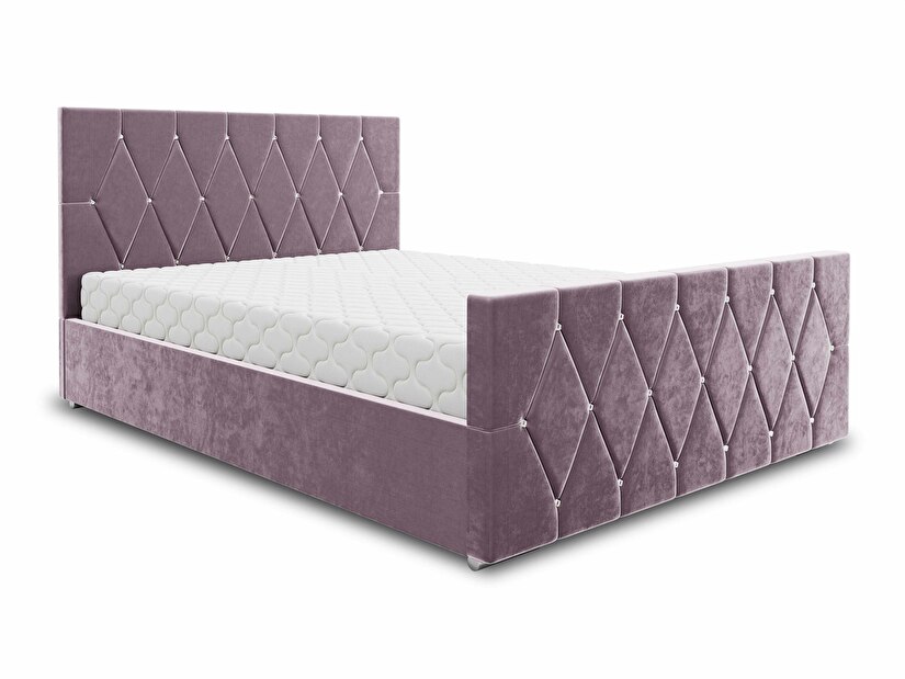 Bračni krevet 180 cm Illa (prljavo ružičasta) (s podnicom i prostorom za odlaganje)