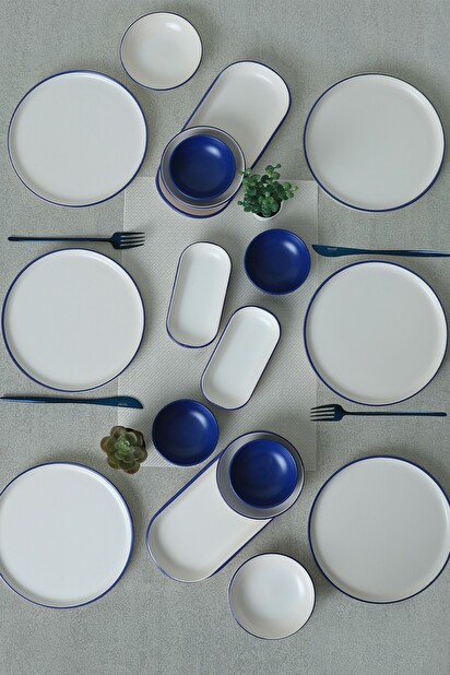 Set za doručak (18 kom.) Mono (plava + bijela)