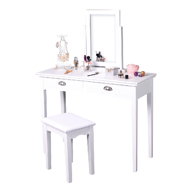 Toaletni stolić s tabureom Rylan (bijela) 