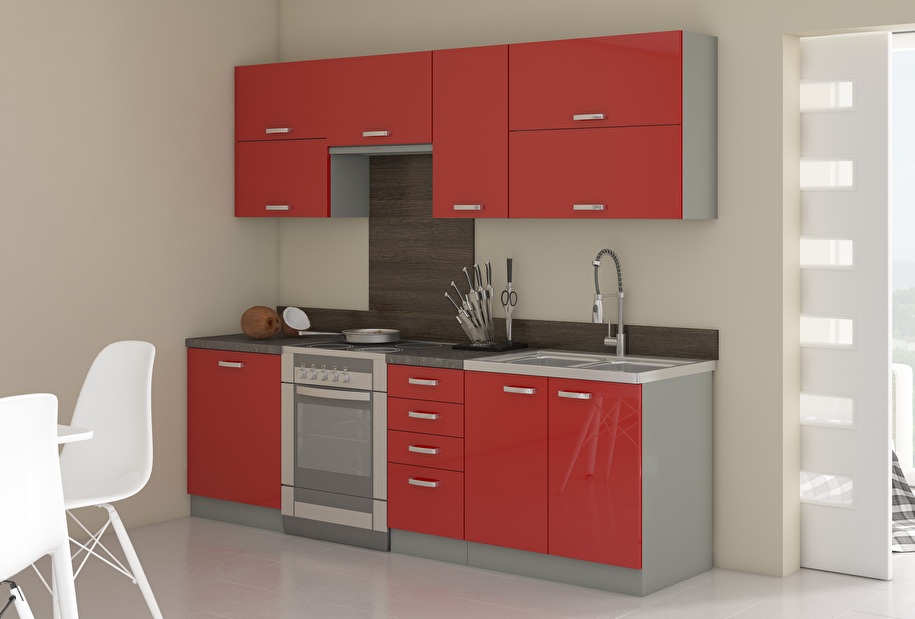 Kuhinjski ormarić za pećnicu- Roslyn 60 DP 210 2F (crvena + siva )