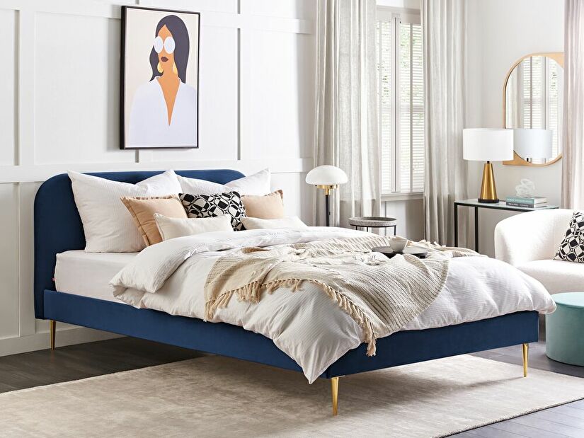 Bračni krevet 180 cm Faris (plava) (s podnicom)