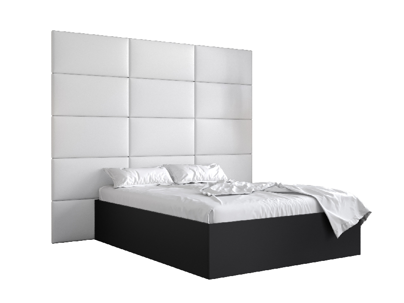 Bračni krevet s tapeciranim uzglavljem 160 cm Brittany 1 (crna mat + bijela) (s podnicom)
