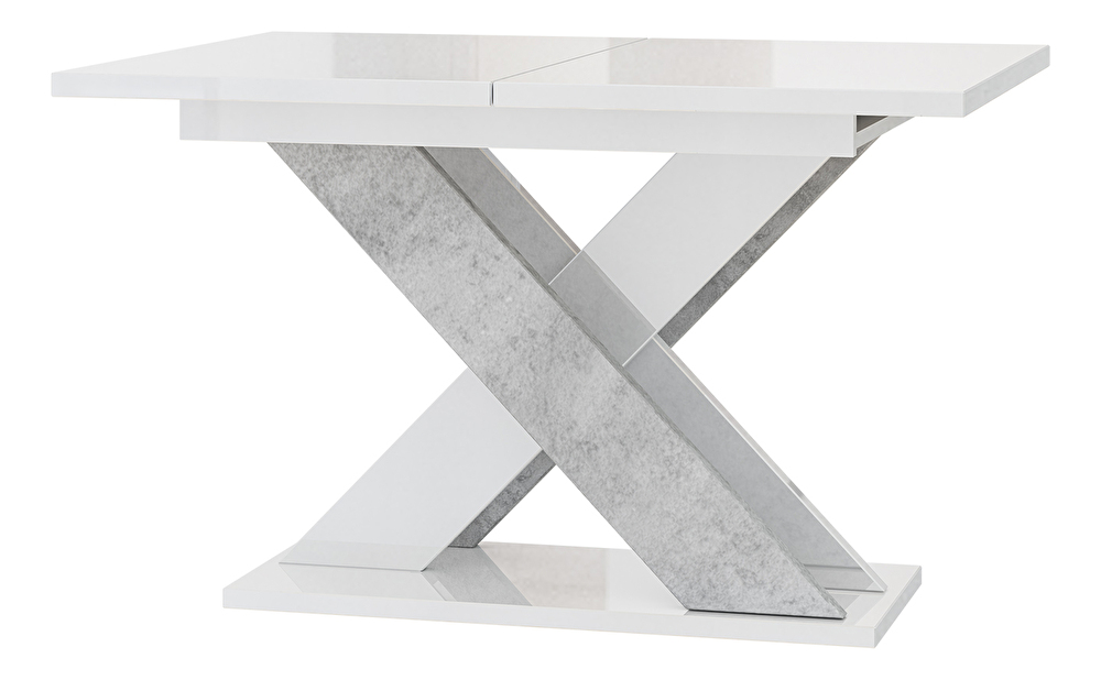 Blagovaonski stol Xalin (bijeli sjaj + kamen) (za 4 do 6 osoba)