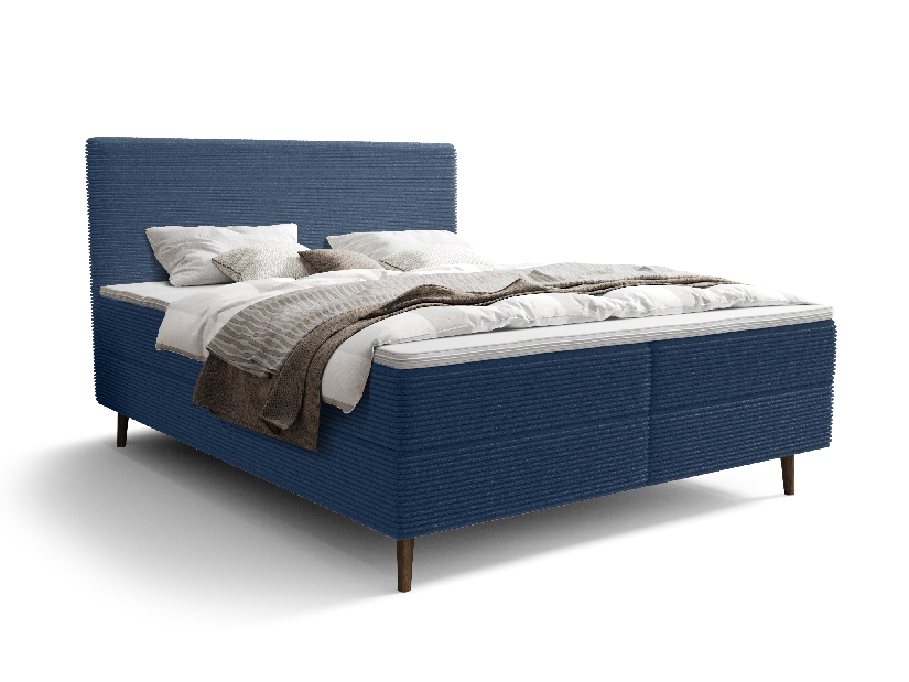 Bračni krevet 180 cm Napoli Bonell (plava) (s podnicom, s prostorom za odlaganje)