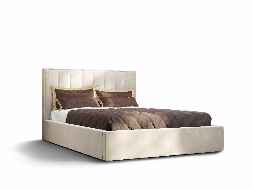 Bračni krevet 180 cm Ocie (bež) (s podnicom i prostorom za odlaganje)