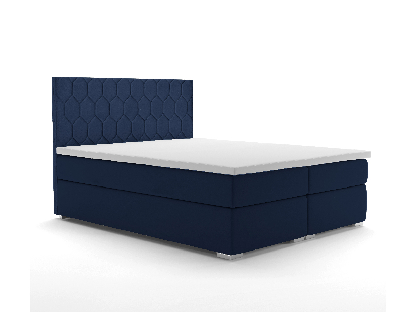Bračni krevet Boxspring 140 cm Piranno (tamno plava riviera) (s prostorom za odlaganje)