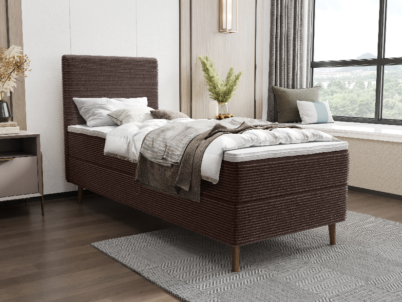 Jednostruki krevet 90 cm Napoli Comfort (smeđa) (s podnicom, s prostorom za odlaganje)