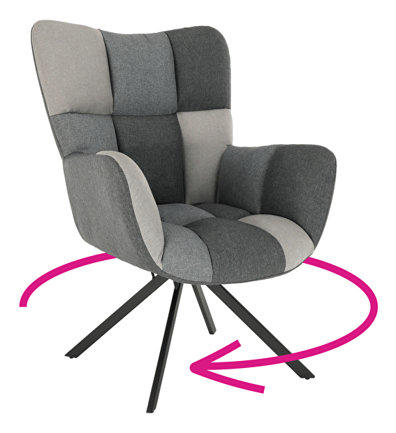 Dizajnerska okretna fotelja Komand (patchwork)