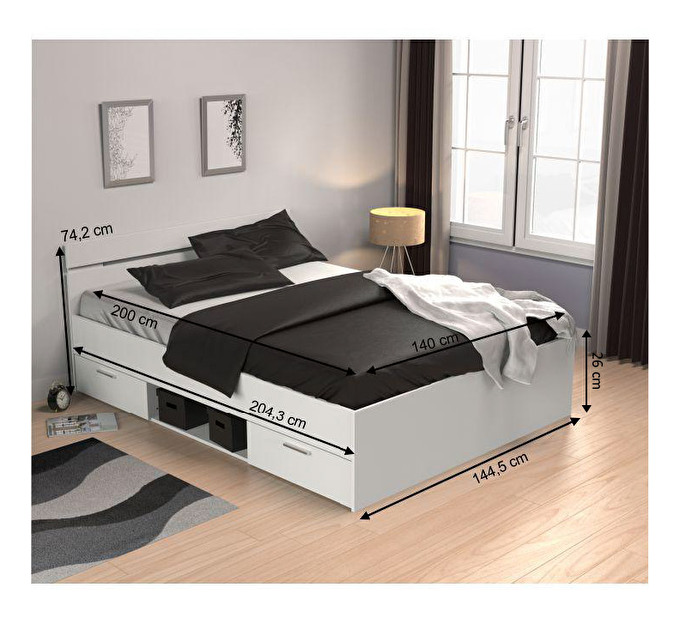 Bračni krevet 140 cm Myriam (bijela) 