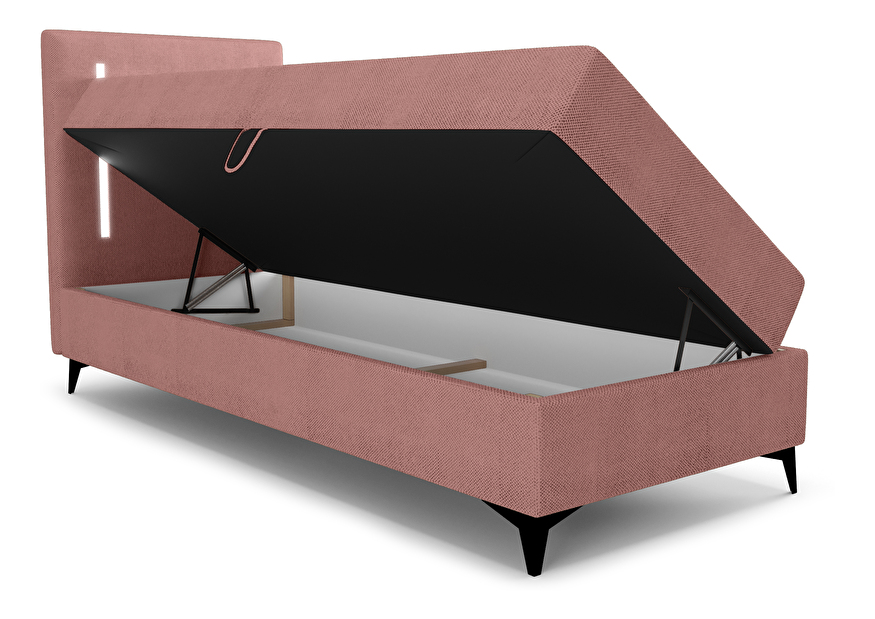 Jednostruki krevet 90 cm Ortega Comfort (terakota) (s podnicom i madracem, bez prostora za odlaganje) (s LED rasvjetom)