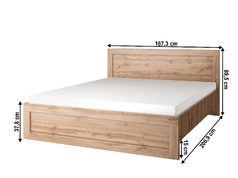 Bračni krevet 160 cm Mateo 160 (hrast wotan)