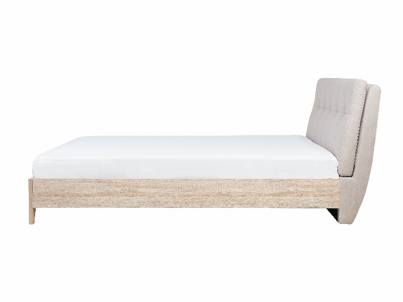 Bračni krevet 160 cm BERGAMO (s podnicom) (bež + svijetlo drvo)