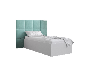 Jednostruki krevet s tapeciranim uzglavljem 90 cm Brittany 4 (bijela mat + metvica) (s podnicom)